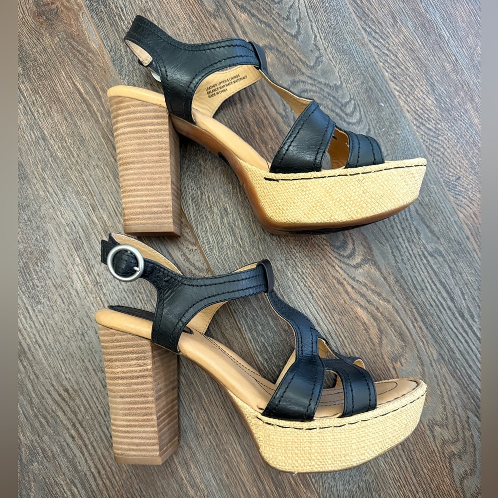 Born Crown black leather strappy sandals